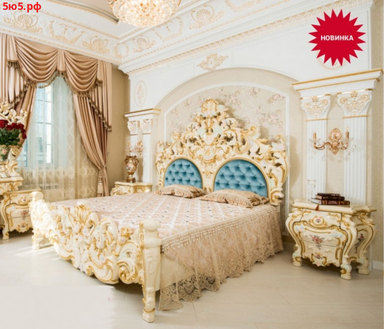 Кровать 180x200 Барокко Люкс слоновая кость (каркас) СБ-02