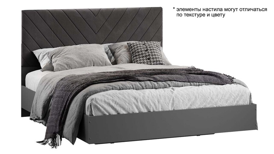 Кровать Бетта Тип 1 - 413.001.000 Серый графит, Велюр Серый