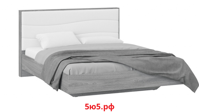 Кровать без ПМ Миранда Тип 1 без подъемного механизма - 202.004.000 Дуб Гамильтон, Белый глянец