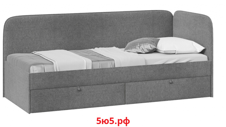 Кровать с мягкой обивкой 900 Молли Тип 1 Микровелюр Scandi Graphite 22