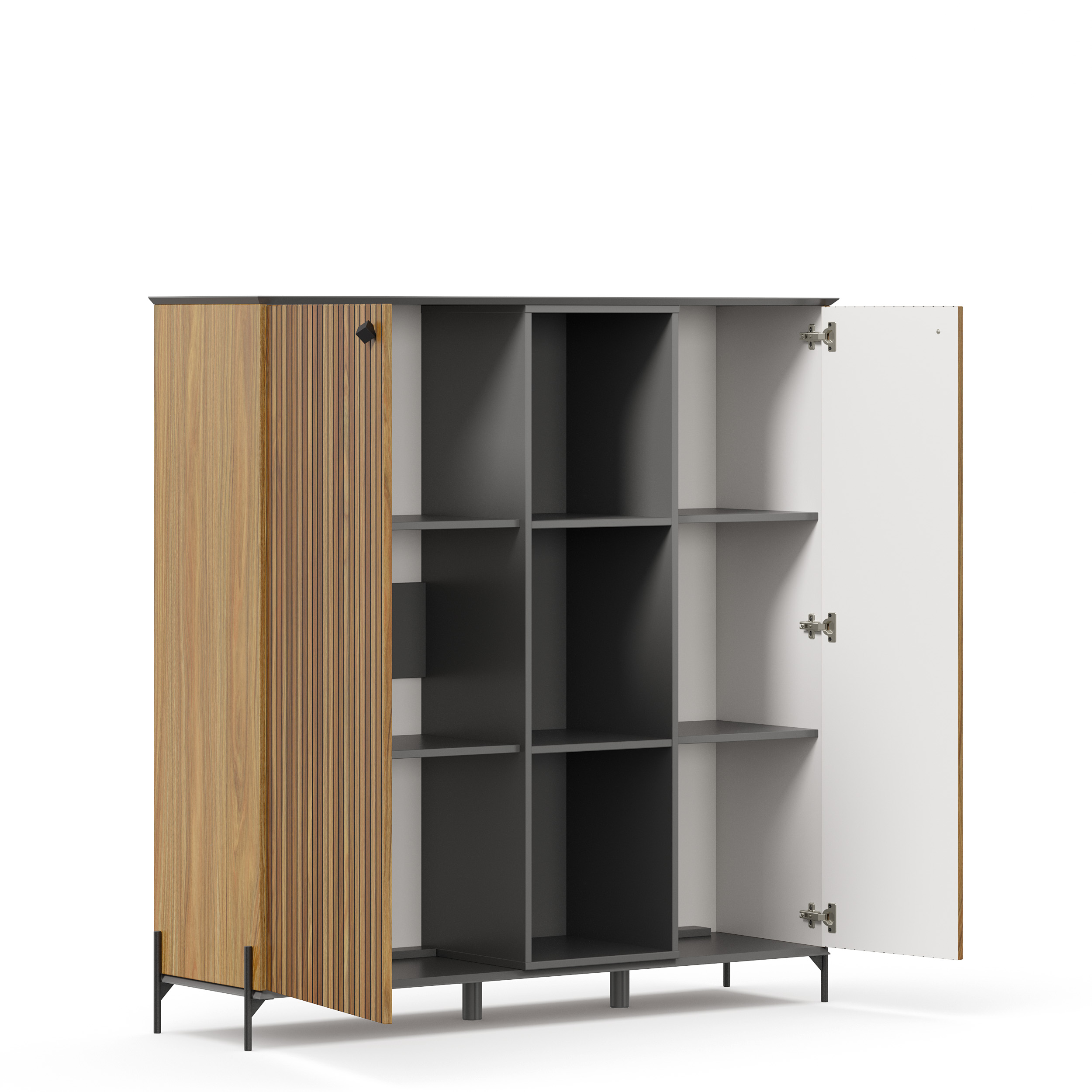 Элиот Шкаф 1400 (Оникс Серый/Орех фактурный) ЛД 414.060.000