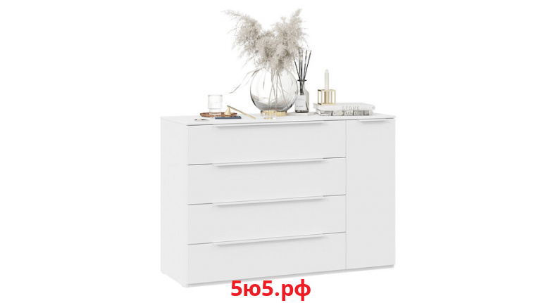 Комод комбинированный Порто - ТД- 393.04.02 Белый Жемчуг, Белый софт