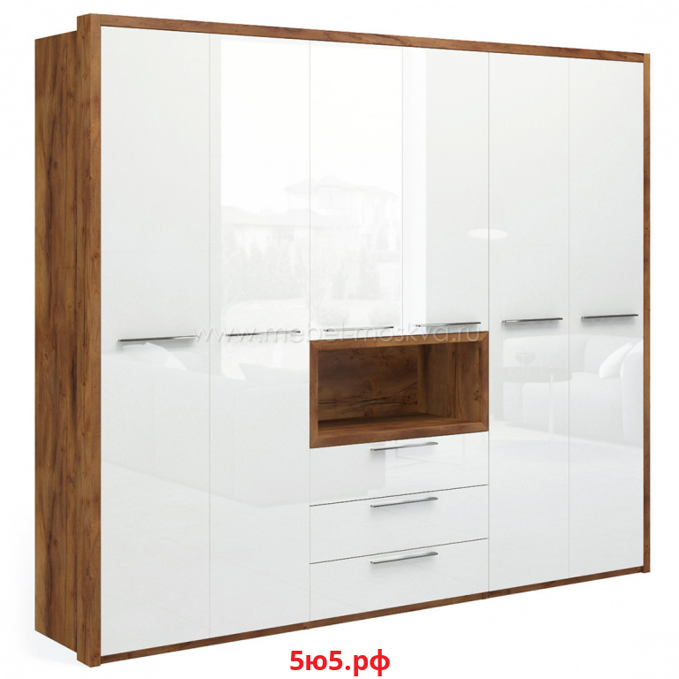 Шкаф для одежды Solo Quadro 6-дверный (таксония/белый глянец) 393.04-TB.01-TBx2