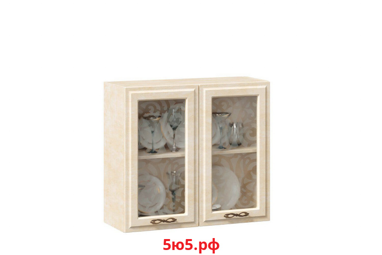 Александрия Шкаф кухонный 800 со стеклом (Рустика/Кожа Ленто) ЛД 249.192.000