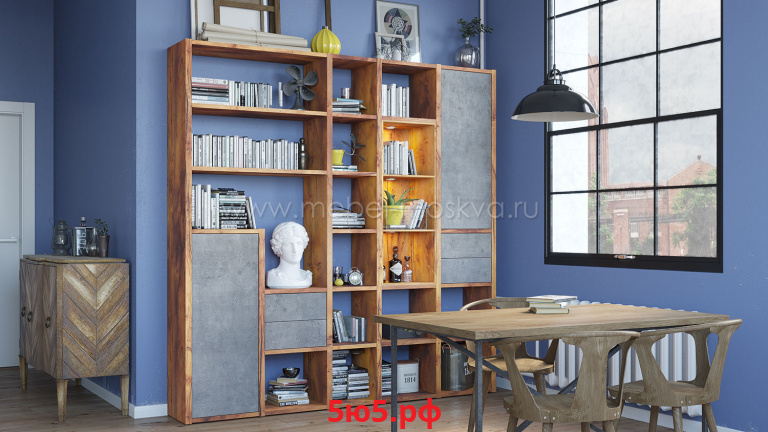 Стеллаж 405.K33 (тис Таксония/бетон Grey) 405.K33