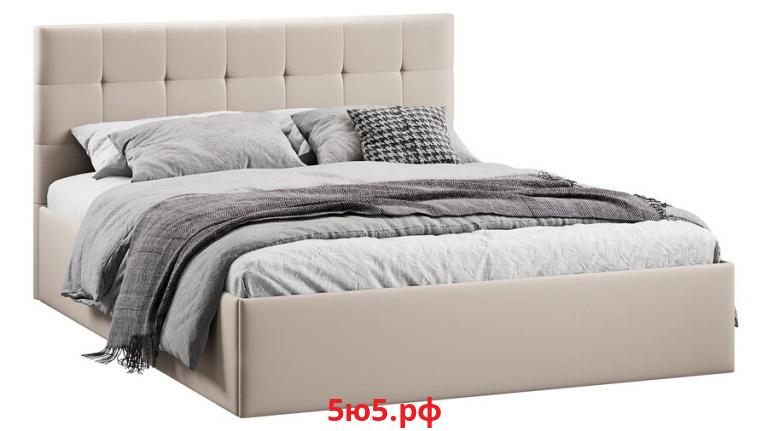 Кровать с ПМ Джоли Тип 1 с подъемным механизмом  с заглушиной Велюр Confetti Cream