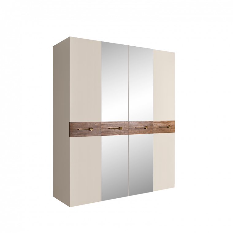 БМШ1/4(Wo) Шкаф 4-х дв. (с зеркалами) для платья и белья BOGEMIA Wood