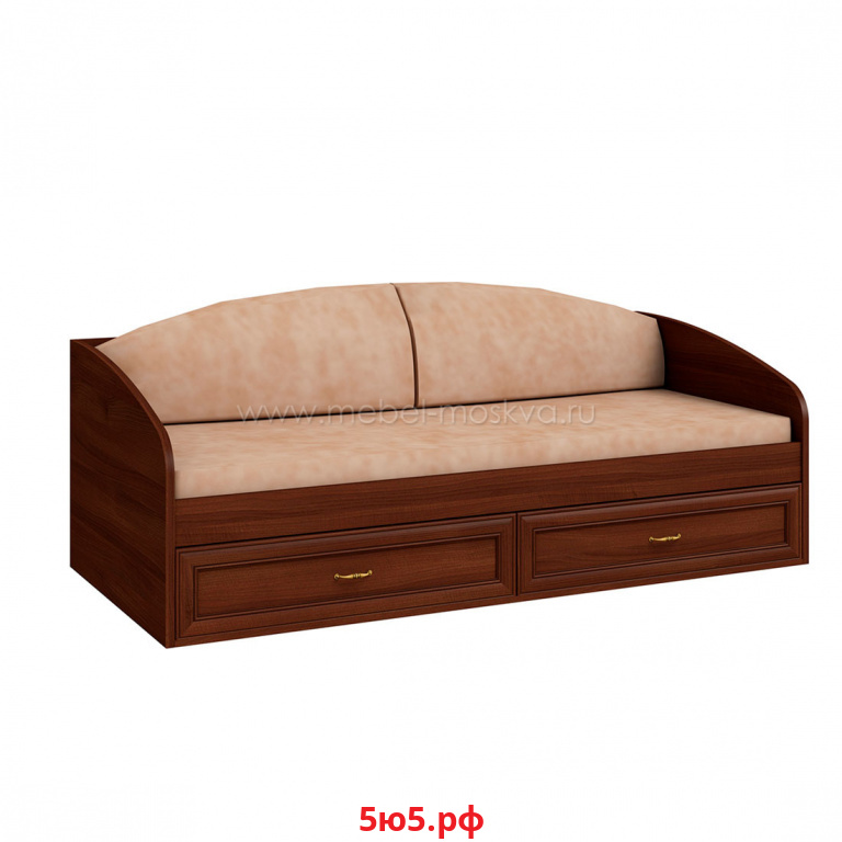 Кровать-тахта с мягкими элементами 90х200 VERDI (орех Леванте/Bella 11) 461.83-Lev / Bella 11