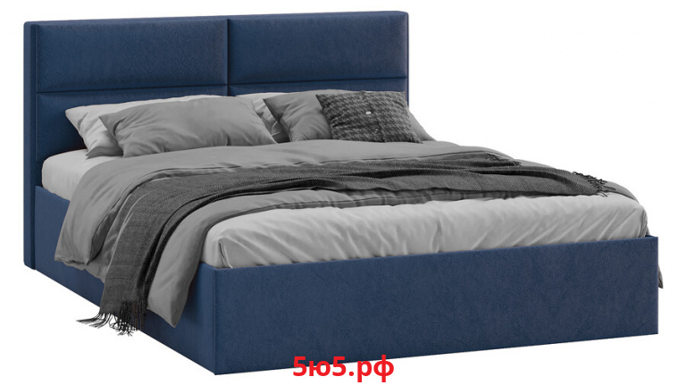 Кровать без ПМ Глосс Тип 1 без подъемного механизма Микровелюр Wellmart Blue