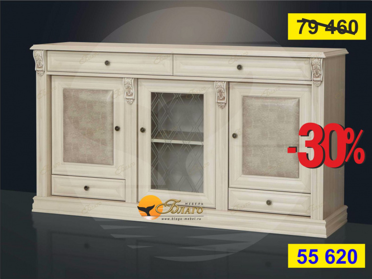 Комод Б5.15-11 (со стеклянной дверцей) Карамель/Игуана Белла Б5.15-11