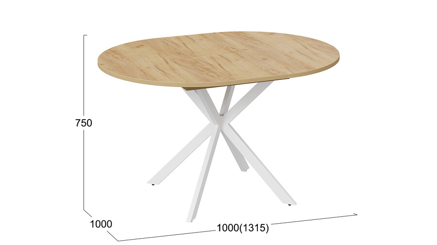 Стол обеденный раздвижной Мэдисон Тип 1 Белый муар, Дуб Крафт золотой