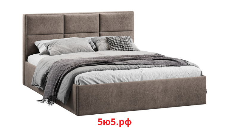 Кровать с ПМ Стелла Тип 1 с заглушиной Микровелюр Wellmart Latte