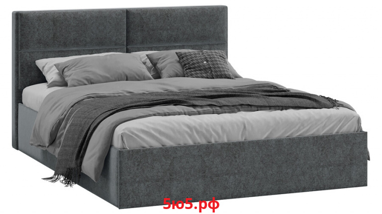 Кровать без ПМ Глосс Тип 1 без подъемного механизма Микровелюр Jercy Graphite