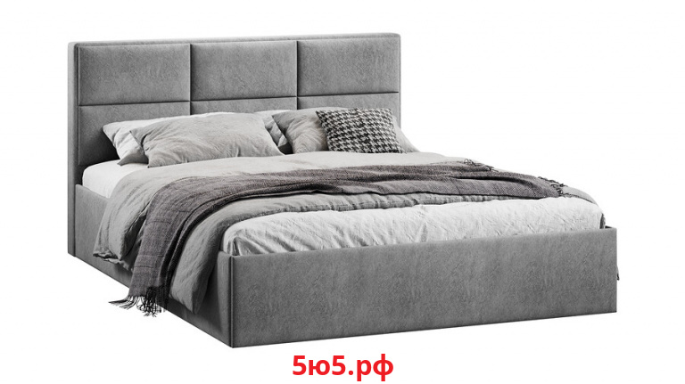 Кровать с ПМ Стелла Тип 1 с подъемным механизмом Микровелюр Wellmart Silver