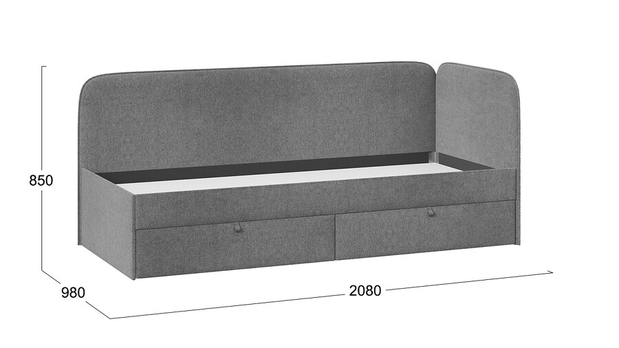 Кровать с мягкой обивкой 900 Молли Тип 1 Микровелюр Scandi Graphite 22