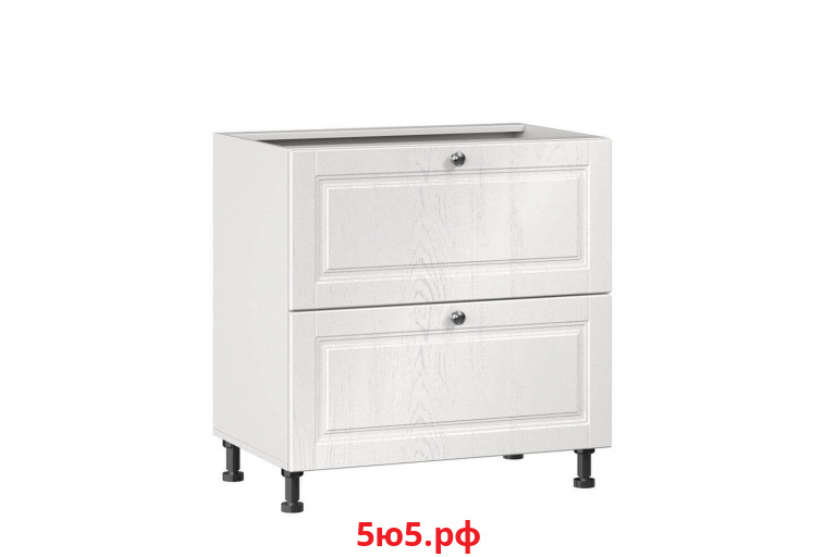 Мокка Тумба кухонная 800 с 2 ящиками (4) (Белый/Дуб фактурный белый) ЛД 274.150.000.255